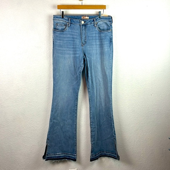 New nwt Kut From The Kloth Women Sz 14 Stella High Rise Flare Jeans Leg Raw Hem - Picture 4 of 10